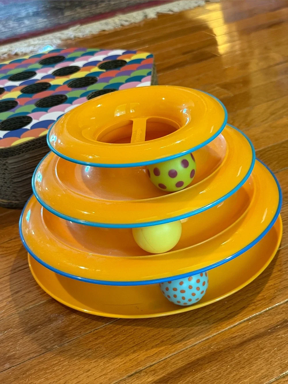 FurHaven Busy Box Hexagon Scratcher Toy & Petstages Tower of Tracks Cat Toy